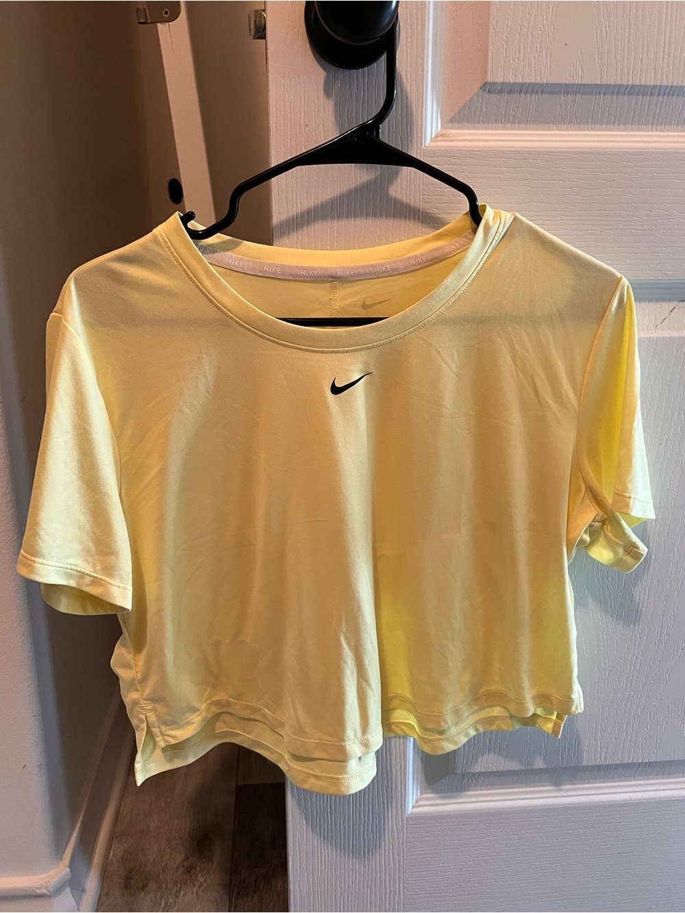 Nike Yellow Crop Tee with Black Swoosh
